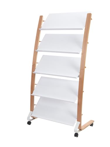 Présentoir mobile grand modèle blanc et bois ALBA pour documents - 3