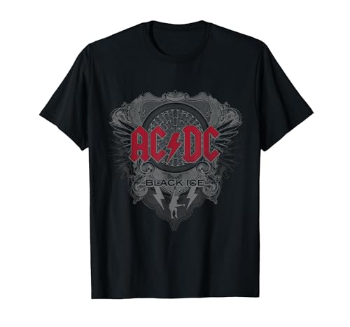 Image of Official AC/DC Black Ice with Red Rock Band Music Logo T-Shirt, Men, Black, Small