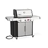 Weber Genesis S-335 Natural Gas Grill for Outdoor Cooking, Stainless Steel, 3 Burners and 1 Side Burner – Stainless Steel Cooking Grates, PureBlu Burners & Sear Zone