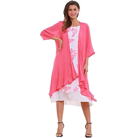 Women's Plus Size Floral Hi-Low Dress with Cardigan Cover
