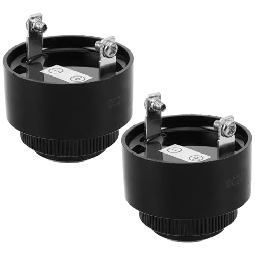 COMPUKAS 2 Zumbadores Piezoeléctricos Sfm380 para Señales de Marcha Atrás en Coche, Alarma Continua de 12v/24v Carcasa de Plástico, Fácil Instalación para Uso Industrial y Automotriz