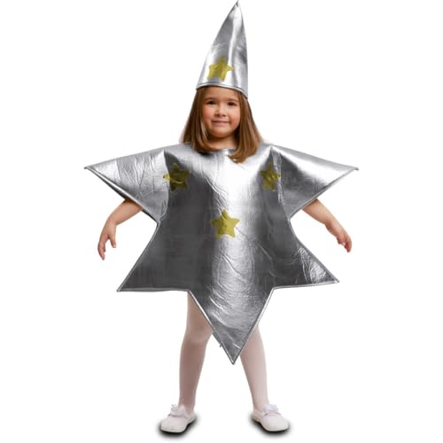 My Other Me - Disfarce estrela infantil unissexo, tamanho 5-6 anos. Inclui vestido em forma de estrela prateada de 5 pontas e gorro cónico como sexta ponta.