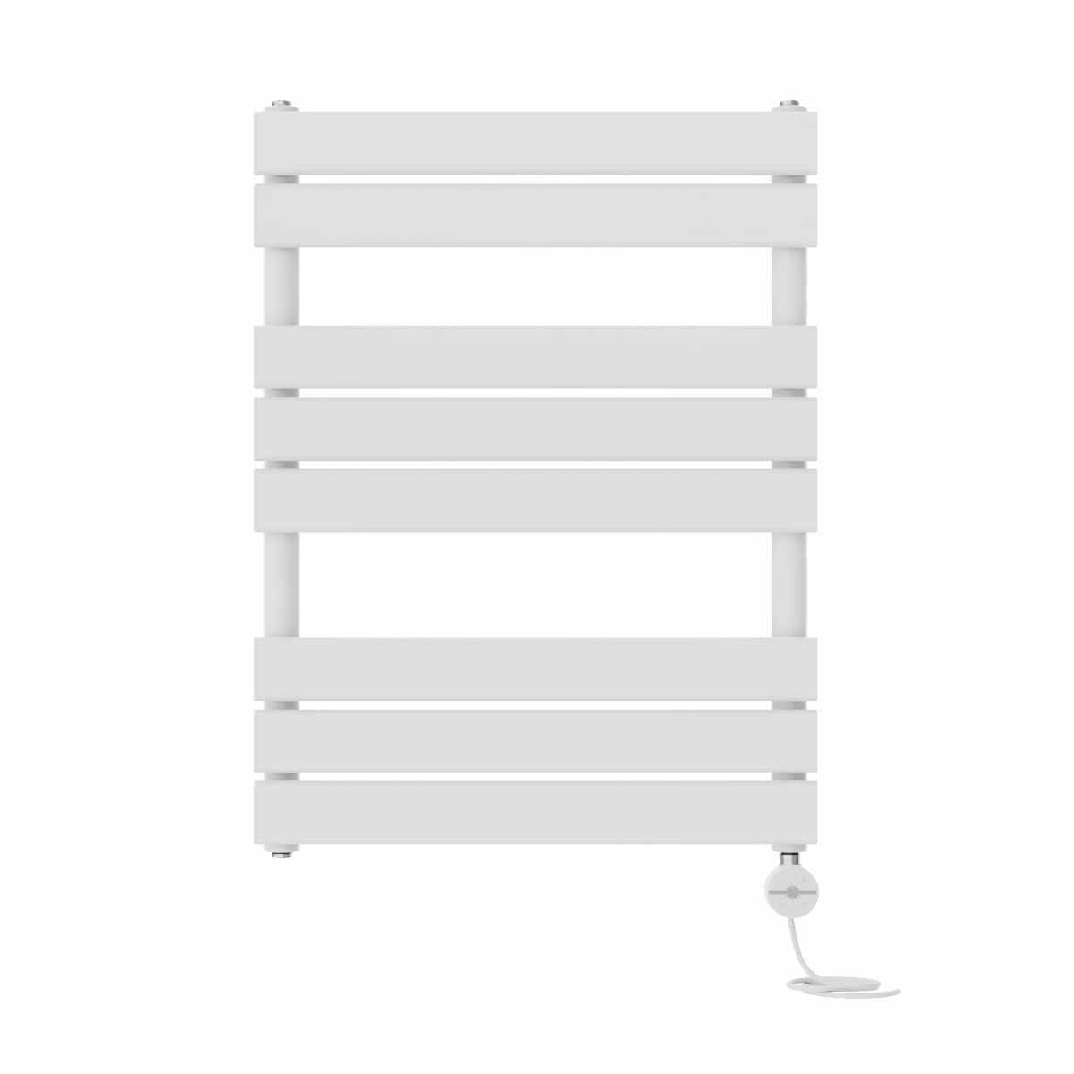 NRG Prefilled Flat Panel Electric Heated Towel Rail Radiator White Thermostatic Bathroom Warmer with Touch Screen Display 800x600mm - 400W — image 1