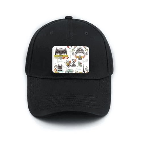 Casquette de baseball noire imprimé Paris France style graffiti urbain