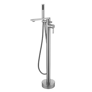 Freestanding Bathtub Faucet Tub Filler Brushed Nickel Floor Mount Brass Single Handle Bathroom Faucets with Hand Shower