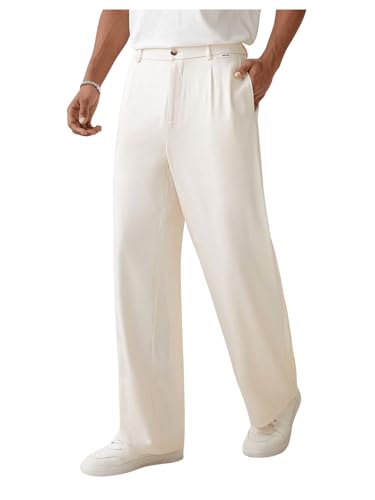 OYOANGLE Men's Business Casual Dress Pants Zipper Fly Straight Leg Trousers Dressy Slacks with Pocket