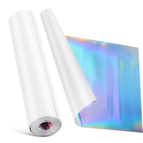 WRITWAA Tela PU con Superficie Espejo Holográfica Colorida Fondo de Piel Sintética Material Decorativo para Manualidades Ropa y Accesorios DIY Plateado