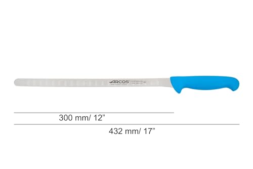Foto von Arcos Lachs- und Fischmesser aus Edelstahl mit 300 mm Klinge - Ergonomischer Griff aus Polypropylen, Serie 2900 - Farbe Blau
