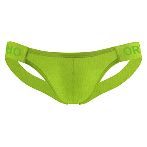 Jockstrap - Tanga de cintura baja para hombre, sexy, transpirable, doble tanga para hombre, talla grande, verde, L Corto