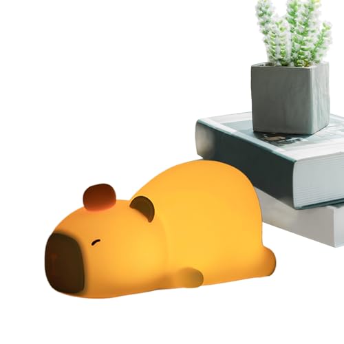 Bsbkoj Capybara - Luz nocturna con diseño de estatua de animales, lámpara de escritorio de dibujos animados, lámpara de 4.72 x 3.94 pulgadas con silicona suave, luz nocturna sensorial duradera, brillo