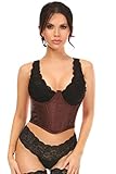Coppe con ferretto Daisy corsets Corsetto da donna in broccato marrone scuro con coppa aperta in vita, Marrone, 2X