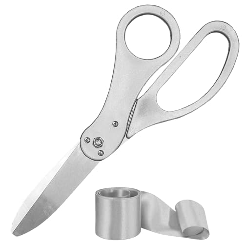 Silver Grand Opening Ribbon Cutting Kit — 20'' Giant Silver Scisors for Cutting Ceremony with Ribbon Gigantic Scissors for Grand Openings Ceremonies and Special Events