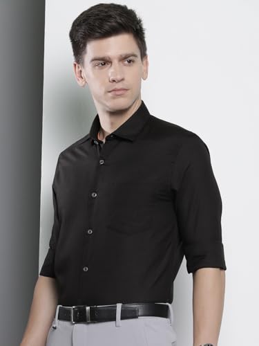 Image of The Indian Garage Co Men Slim Fit Solid Full Sleeves Cutaway Collar Formal Shirt