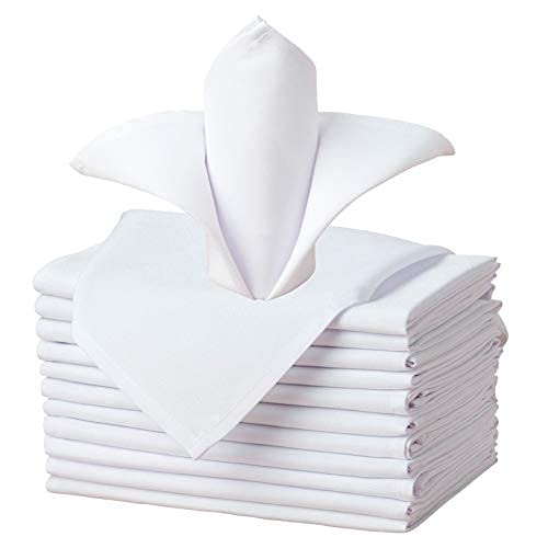12 Pack Premium Quality Kitchen Tble Cloth White Napkins, Luxurious Soft 100% Cotton Napkins Perfect For Hotel,Parties&Home Use.