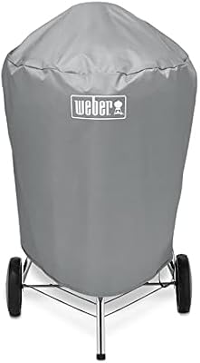 Weber Funda para barbacoa de carbón Ø 57 cm, transpirable, ligera, resistente a los rayos UV y al agua, protección contra condiciones climáticas, cierre de velcro para fijación - Gris (7176)