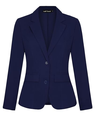 Blazers for Women Long Sleeve Notch Lapel Button Front Blazer Casual Work Office Suit Jackets with Pockets