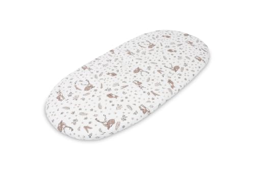 SENSILLO - Sábana Bajera para Cochecito de Bebé - Algodón para Recién Nacidos - Sábana Suave y Transpirable para la Piel Delicada del Bebé - Regalo de Nacimiento - 35 x 75 cm, Beige, Bosque