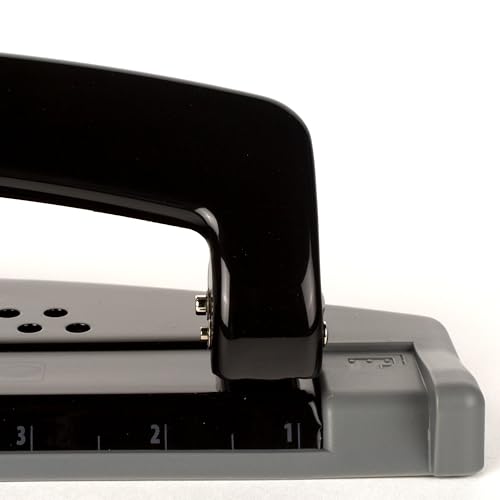 Image of Swingline 3 Hole Punch, 12 Sheet Capacity Three Hole Puncher 3 Ring, Paper Punch, SmartTouch Low Effort, Alignment Guide, Black & Silver (74134)