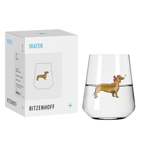 RITZENHOFF 8107001 Wasserglas 510 ml Petfluencer von Theresa Kuhlmann mit charmantem Dackel-Motiv Made in Germany