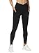 THE GYM PEOPLE Women's V Cross Waist Workout Leggings Tummy Control Running Yoga Pants with Pockets(Black, Small)