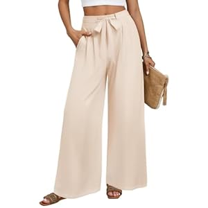 ZESICA Womens 2024 Fall Knit Wide Leg Pajama Pants High Waist Adjustable Knot Loose Casual Flowy Long Trousers with Pockets