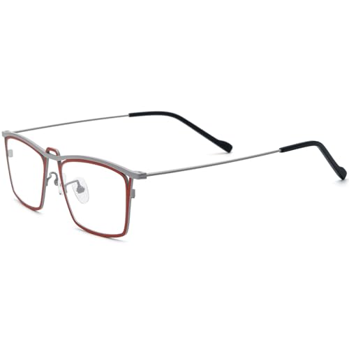 Image of FONEX Pure Titanium Glasses Frame Men Square Magnet Clip On Eyeglasses with Polarized Lens