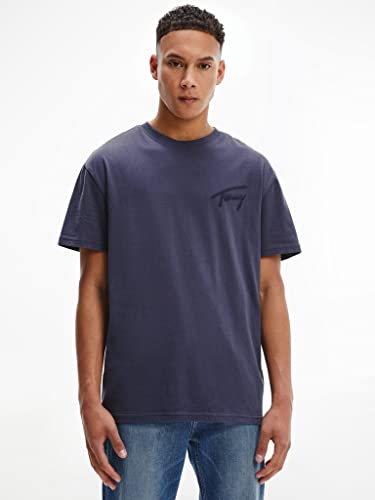 Tommy Jeans Uomo Maglietta Firmata, Blu, XS