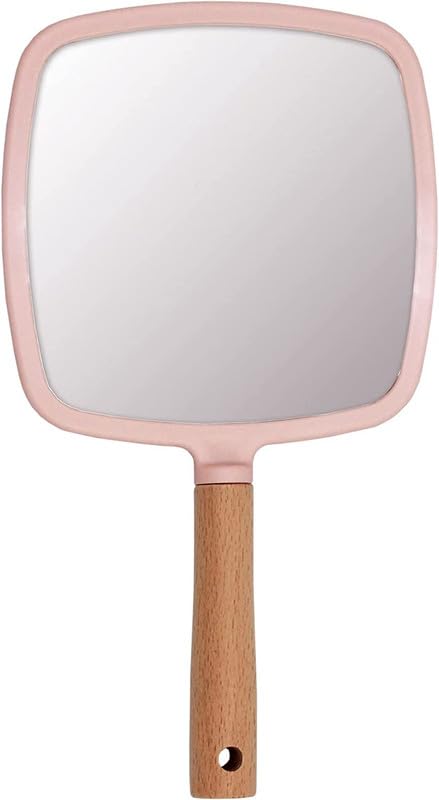 Image of Single Sided Handheld Vanity Mirror for Travel | Portable Face Mirror with Comfy Handle & Hanging Hole | Small Rectangular Makeup Hand Mirror for Men & Women (Multicolor, 25 x 14 cm) Square