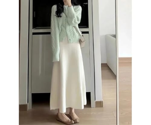 Yeuyyben Winter Knitted Midi Skirt Women's Fashion A- Line Slim Fit Half-Length Skirts Large Flounce Design2