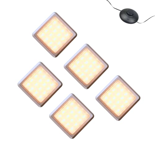 kalb | LED Vitrinenleuchte Quina, 3000K, 12V, mit Fußschalter, 1-10er Set, silber matt, quadratisch, 53mm, mit Erweiterung dimmbar (5er Set)