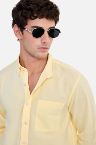 Image of SNITCH Men Formal Shirt | Regular Fit Long Sleeve Button-Down Collar Solid Style | 100% Cotton & Breathable Oxford Fabric for Office, Special Events & Smart Casual Wear