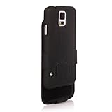S5 Case, Galaxy S5 Holster Case, SGM (TM) Samsung Galaxy S5/SV Shell Holster Combo Protective Case with Kick-Stand Belt Clip Holster + SGM Microfiber Cleaning Cloth - (Black)