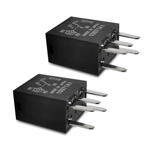 Icyfond 2PCS Auto Fuel Pump Relays, 12V 5-Pin Direct Plug Power Relay, Replaces OEM#G8V-RH-1C7T-R-DC12, 30A 2NO 2NC Multipurpose Fuel Pump Relay, Universal for Most Cars (Black)