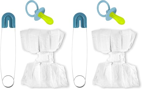W WIDMANN MILANO Party Fashion - 82521 Ensemble pour bébé avec Couche, épingle à nourrice, Sucette, pour Hommes Adultes, Baby Showers, cerf, Carnaval, Couleur Bleu