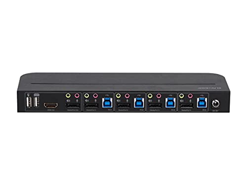 Image of Monoprice 4K DisplayPort 1.4 and USB 3.0 4x1 KVM Switch - 4K@60Hz, 18 Gbps, HDR, YCbCr 4:4:4, HDCP 2.2, HDMI 2.0, Share 4 Computers with 1 Keyboard Mouse, Monitor, Printer, Black - Blackbird Series