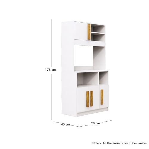 Image of Bniture Engineered Wood Storage Cabinet | Open Sideboard Cabinet for Living Room with 4 Door & Shelves | Multipurpose Cabinet Organizer for Home | Space Saving Kitchen Crockery Unit | Frosty White
