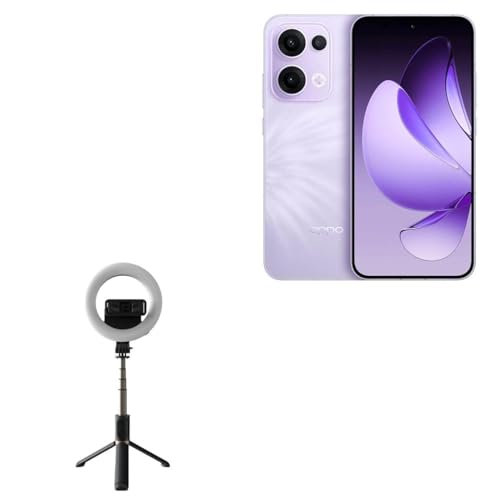 BoxWave Stand and Mount Compatible with Oppo Reno13 - RingLight SelfiePod, Selfie Stick Extendable Arm with Ring Light - Jet Black