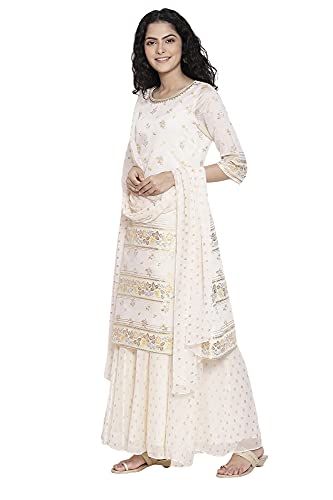 Image of Aurelia Women's Polyester Kurta, Palazzo & Duppata