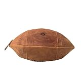 Delancey Genuine Buffalo Leather Football Toiletry Bag Travel Dopp Kit for Men and Women Crazy Horse Distressed Vintage Brown
