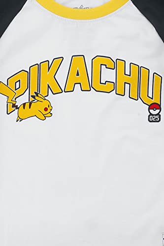 PokéMon Kids - Pikachu 025 Unisex Maniche Lunghe Nero/Bianco 134/140 100% Cotone Regular - 3