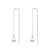 Perlen Einfädler Ohrringe 925er Sterlingsilber lange Piercing Perle, Quaste Tropfen Ohr Linie Ohrtropfen Ohrringe Schmuck für Damen Teenager Mädchen