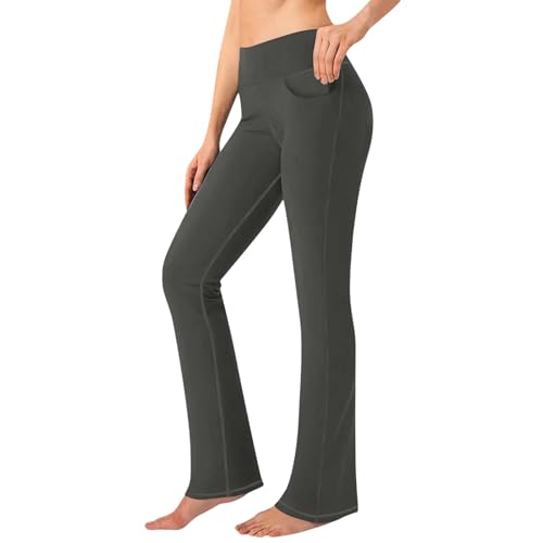 Generisch Pantalones de yoga para mujer, pantalones de jogging Tummy Control, mallas de cintura alta, pantalones deportivos de pierna recta ancha, pantalones deportivos con bolsillo para yoga, pilates