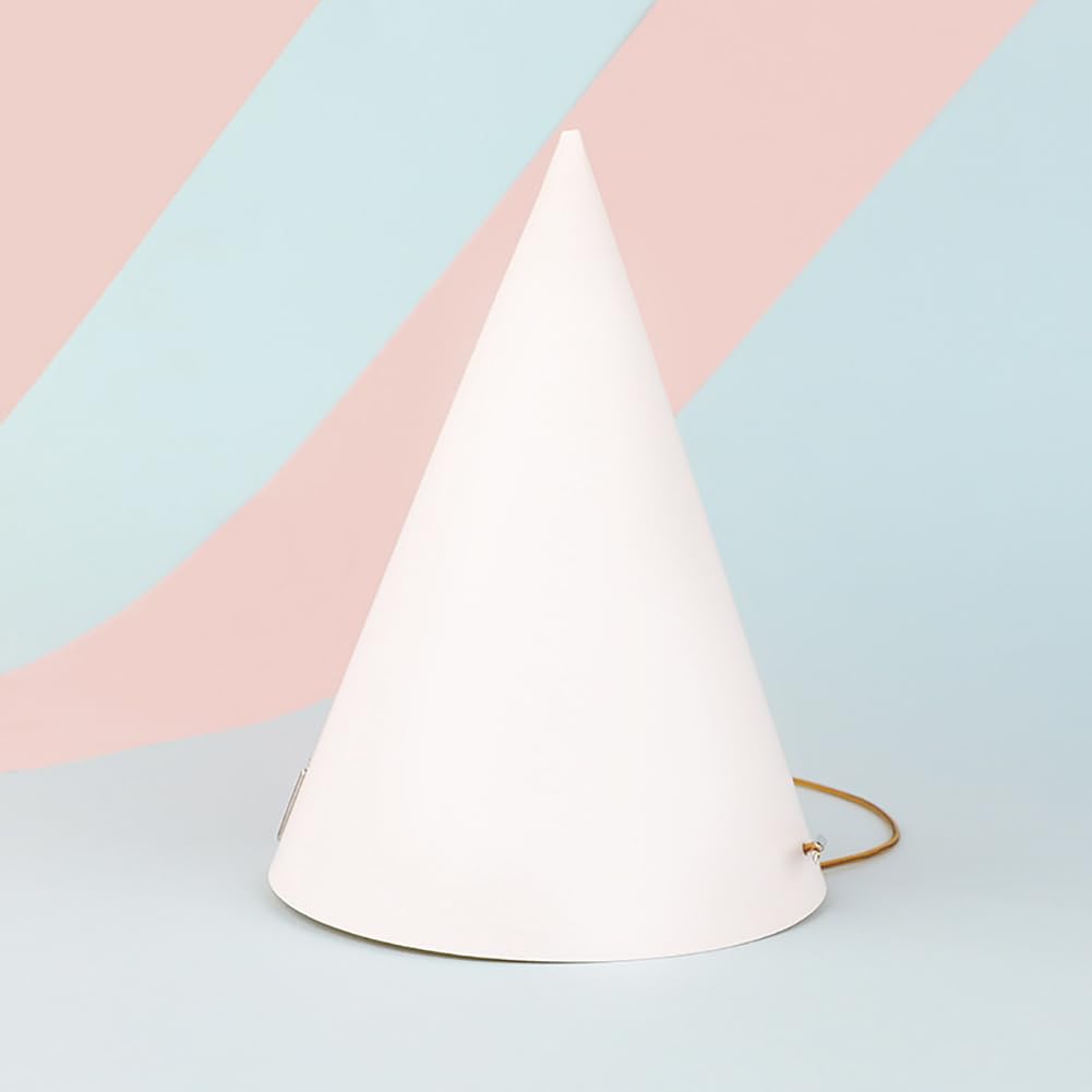 JIHUOO 30 cappelli a cono di carta bianca, per feste di compleanno e vacanze, con cordino elastico