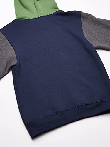 Fruit of the Loom Boys' Fleece Hoodie Sweatshirt, Ghost Game Green/Charcoal Heather/Times Square Navy Stripe, 2X-Large2