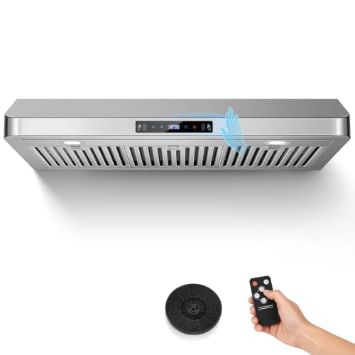 Image of 36 inch Under Cabinet Range Hood 800 CFM, Stainless Steel Vent Hood | Touch /Gesture /Remote Control, 3-Speed Fan, Ducted /Ductless Convertible, 15-min Delay Shutoff, Dishwasher-Safe Baffle Filter