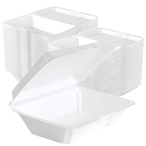 Stock Your Home 9 x 6 Clamshell Styrofoam Containers 25 Count - 1 Compartment Food Containers - Large Carry Out Food Containers - Insulated Clamshell Take Containers for Delivery Restaurants