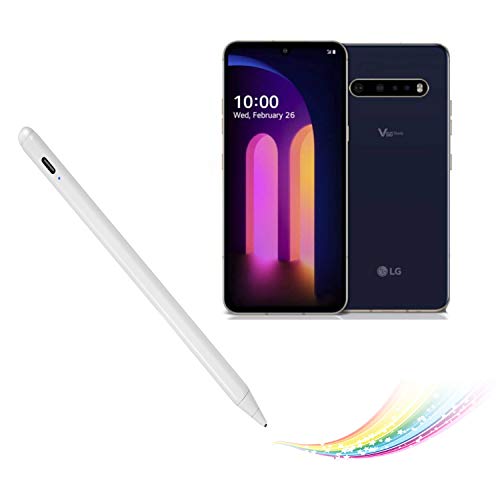 Stylet pour LG V60 ThinQ, crayon capacitif blanc rechargeable en USB-C pour prendre des notes