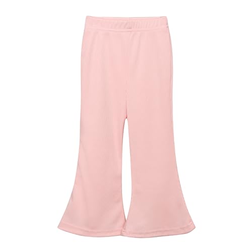 Image of Toddler Girl Summer Clothes Little Girl Outfit Short Sleeve Shirt + Flared Pants 2 Pieces Girls Clothing Set,Pink /2-3Y