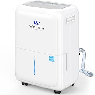 Wellsle 3500 Sq.Ft Energy Star Dehumidifier for Basement and Home, 1.32 Gal Water Tank with Auto and Manual Drainage, 24-Hour Timer, Intelligent Humidity Control