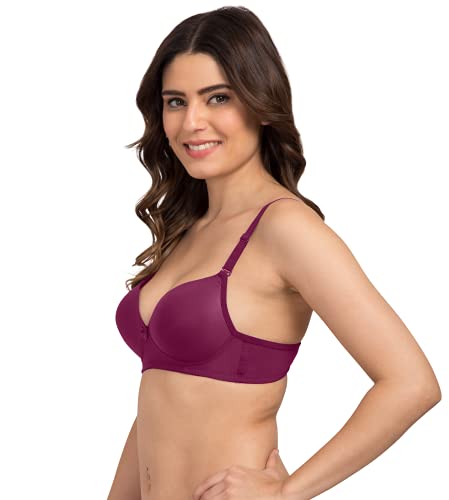 Image of Tweens - Heavily Padded Semi Push-Up Bra - Polyamide Fabric - 3 /4th Coverage, Wireless, Multiway Straps, Seamless - Everyday T-Shirt Bra